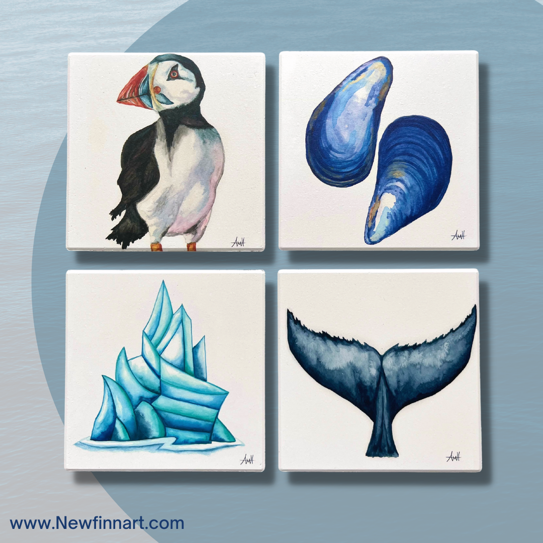 Newfoundland Imagery Ceramic Coaster Set NewFinnArt