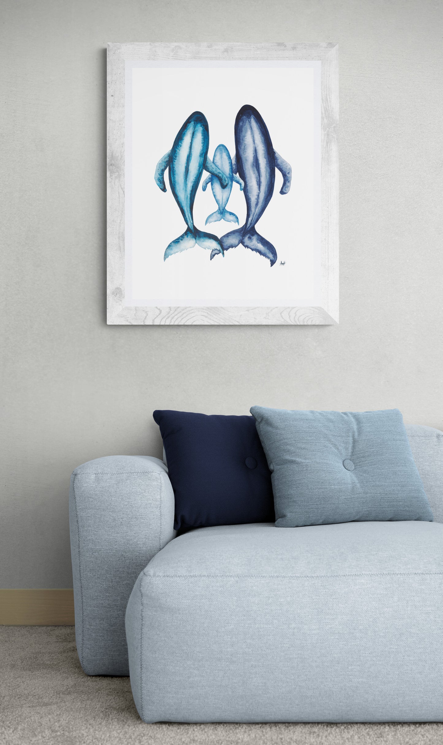 "Between Us" Watercolour Three Whale Pod Fine Art Print