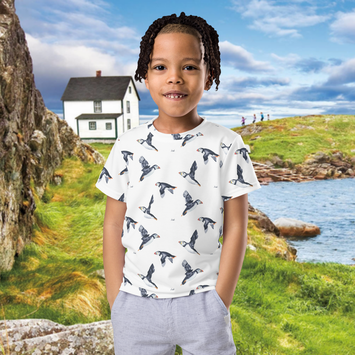 New Finn Art- Wearable Puffin Art Kids T-shirt