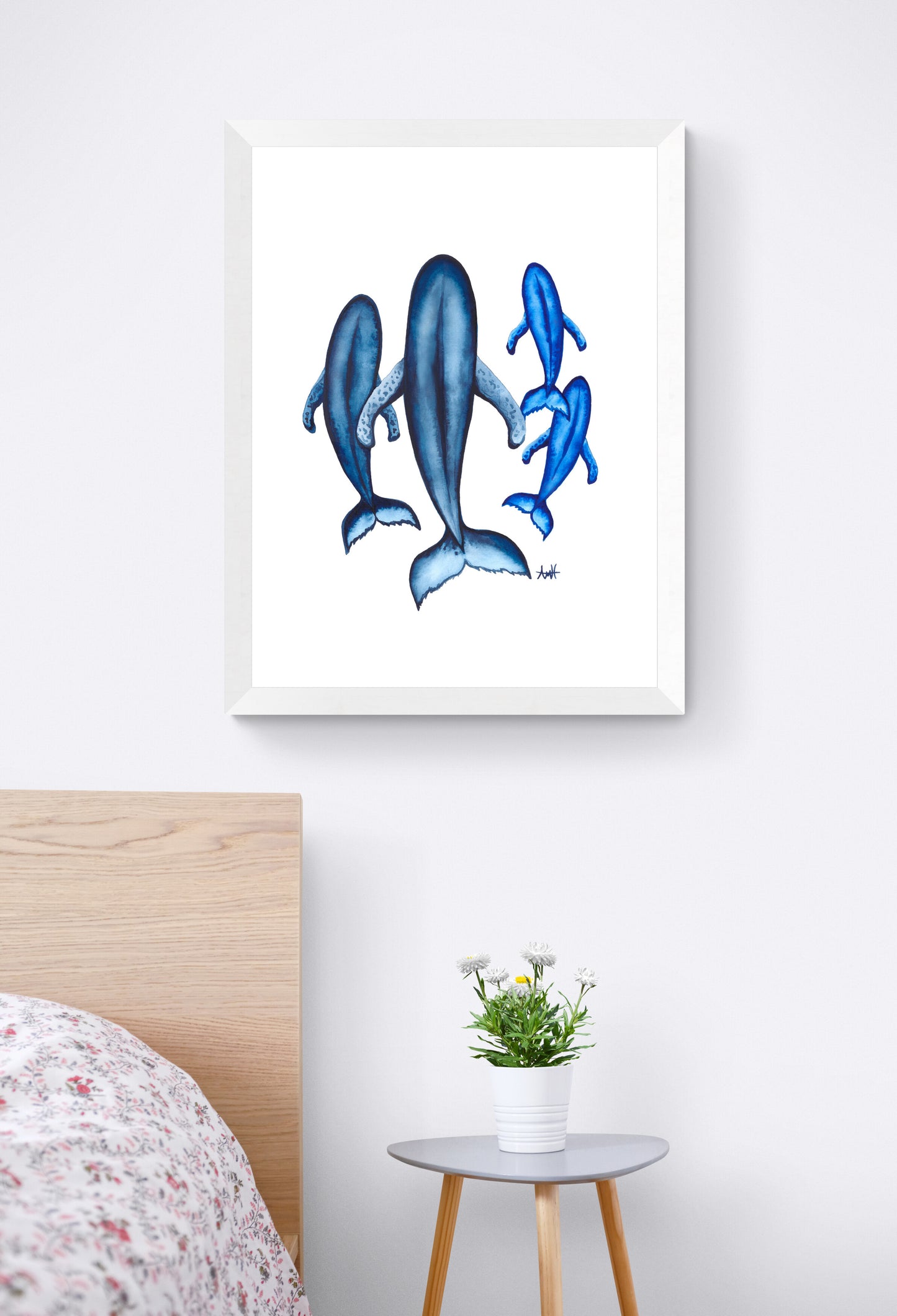 "Four of Us" Newfoundland Watercolour Whale Pod Fine Art Print