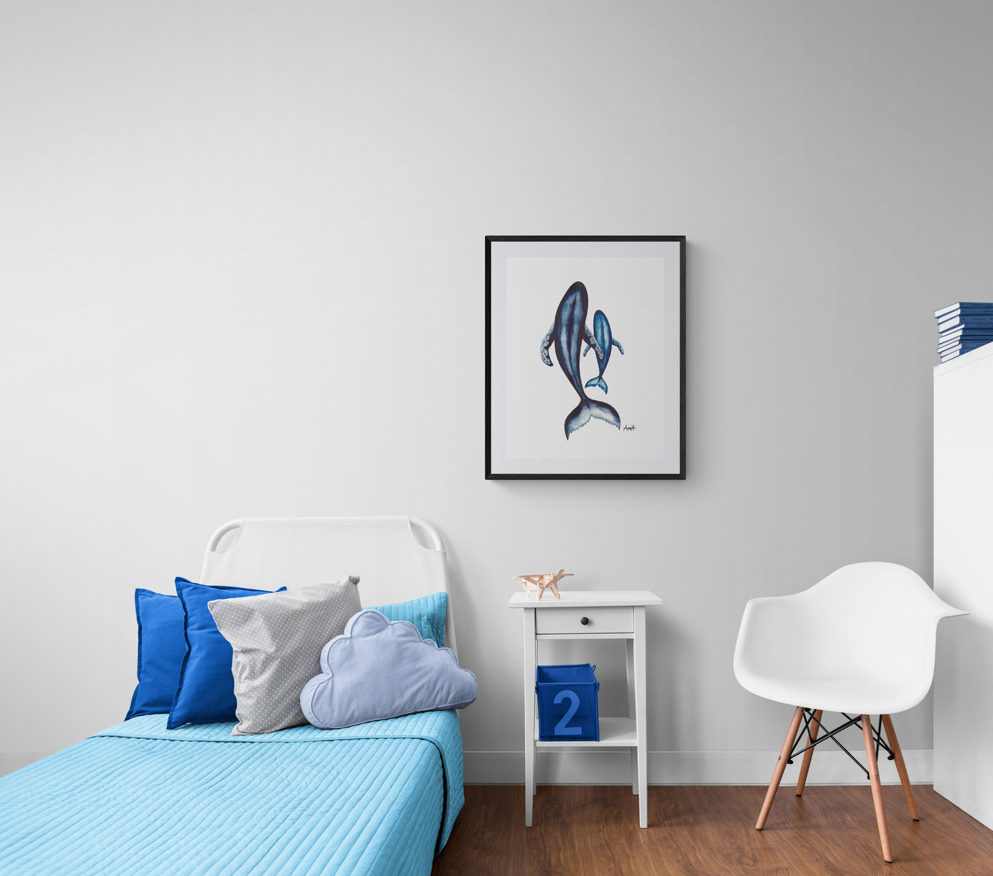 "You and Me" Watercolour Whale Pod Print - Mother and Calf