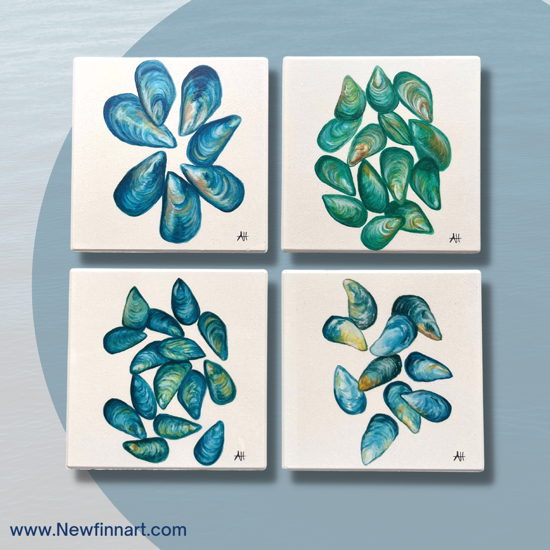 Newfoundland Watercolour Mussels Ceramic Coaster Set