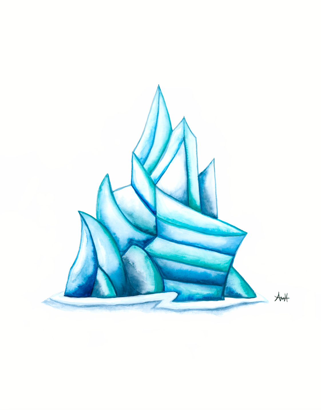 "New Iceberg Bit" Newfoundland Watercolour Fine Art Print