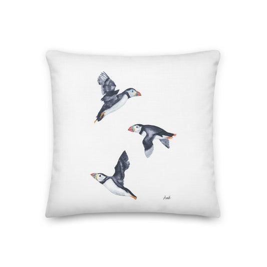 "In This Together" Newfoundland Premium Pillow - Atlantic Puffins