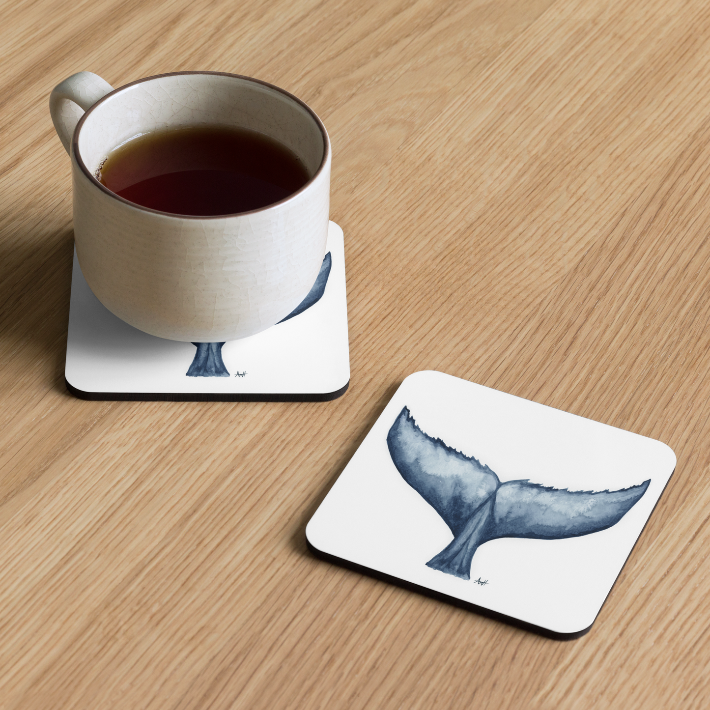 Whale Tails- Newfoundland Imagery Coaster Set- Cork Back