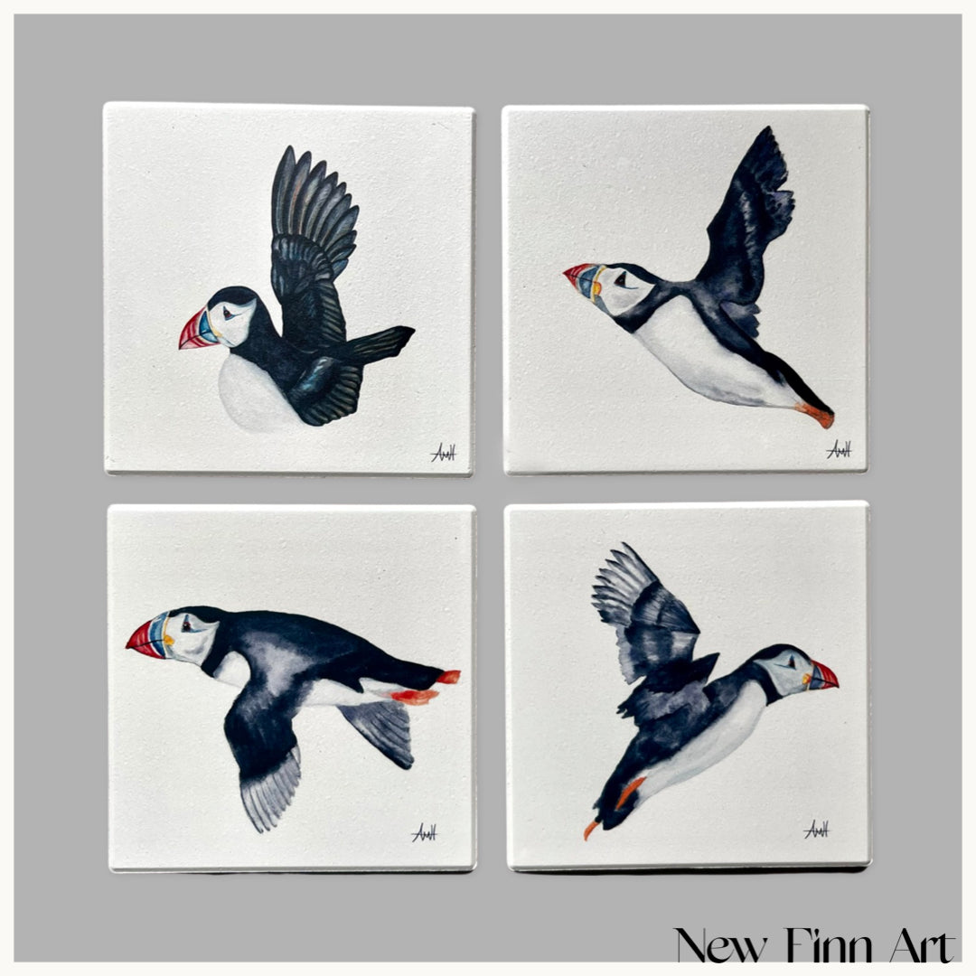 Atlantic Puffins - Newfoundland Imagery Ceramic Coaster Set